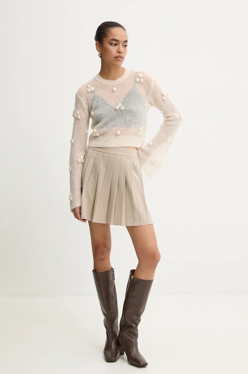 Вовняний светр Rotate Light Knit Ls Sweater жіночий колір бежевий легкий 112999857