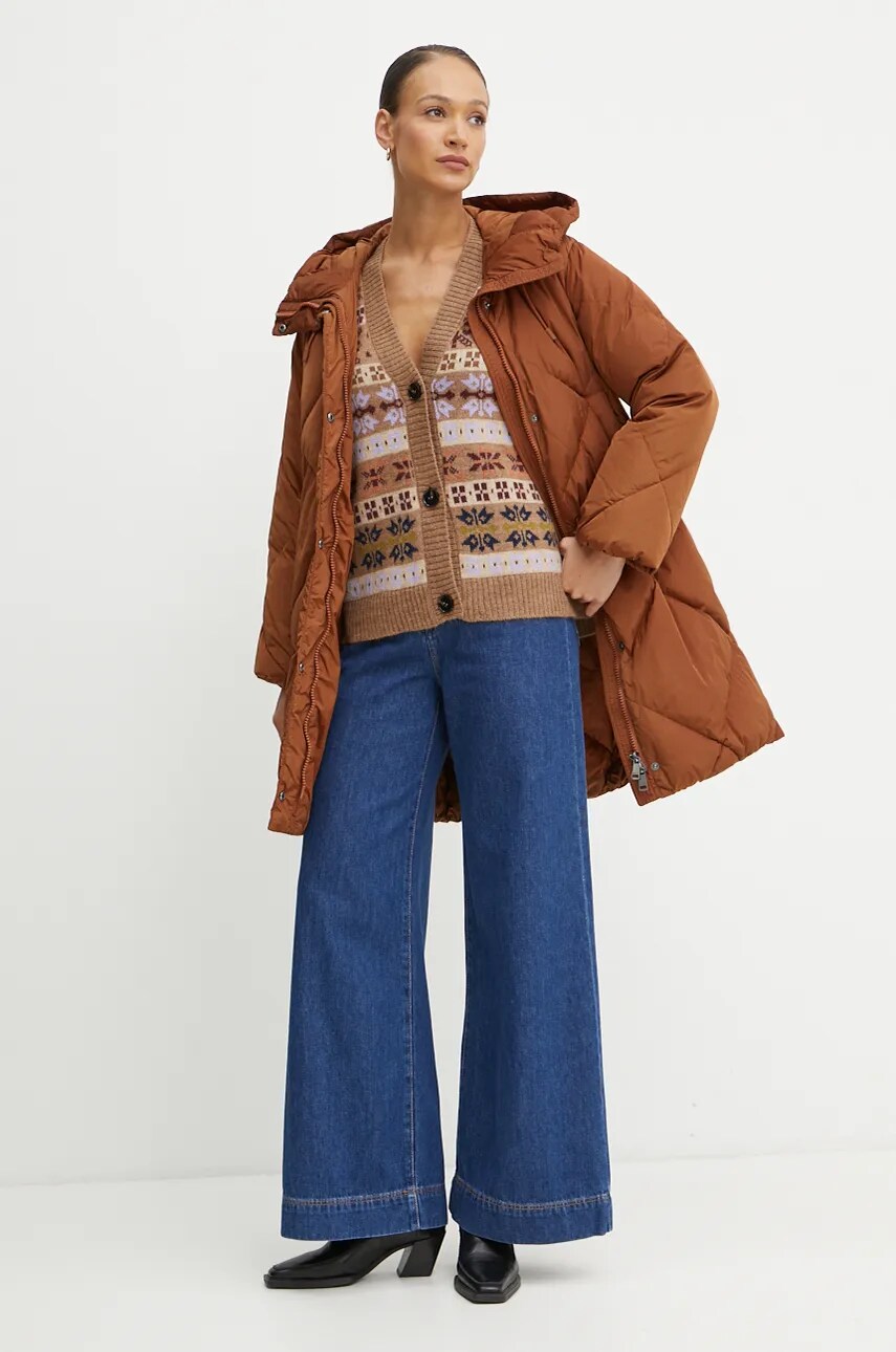 Вовняний кардиган Weekend Max Mara колір коричневий легкий 2425346062600