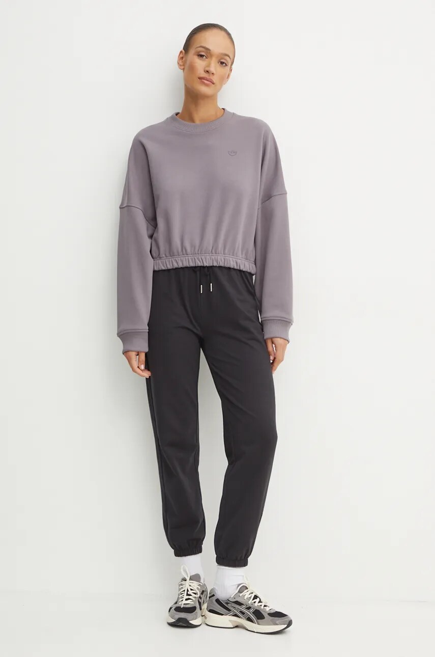 Бавовняна кофта adidas Originals Premium Essentials Sweater жіноча колір фіолетовий однотонна IY9709