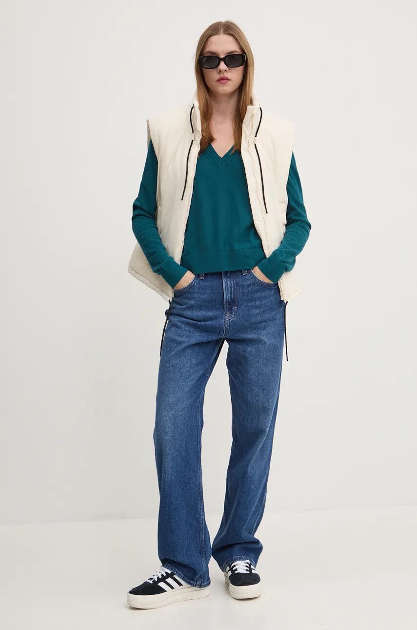 Светр Tommy Jeans жіночий колір зелений легкий DW0DW18670