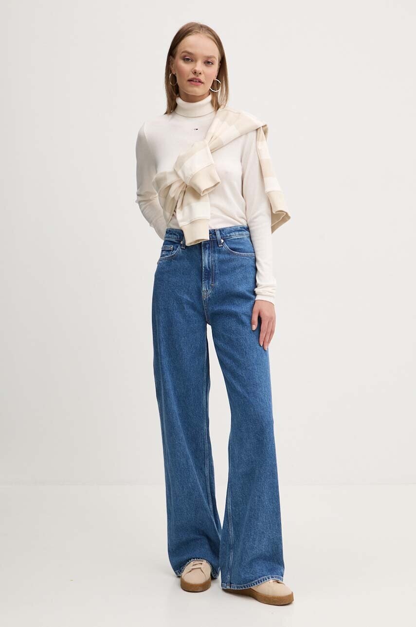 Светр Tommy Jeans жіночий колір бежевий гольф DW0DW19686
