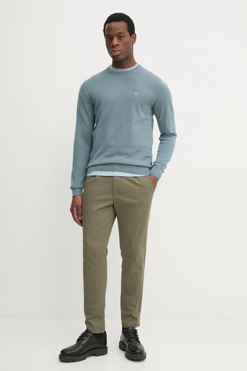 Светр з домішкою шовку Calvin Klein колір зелений легкий K10K113549