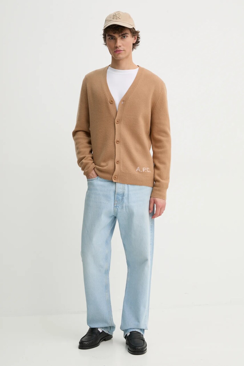 Вовняний кардиган A.P.C. kenny колір коричневий WVBDK.H22305