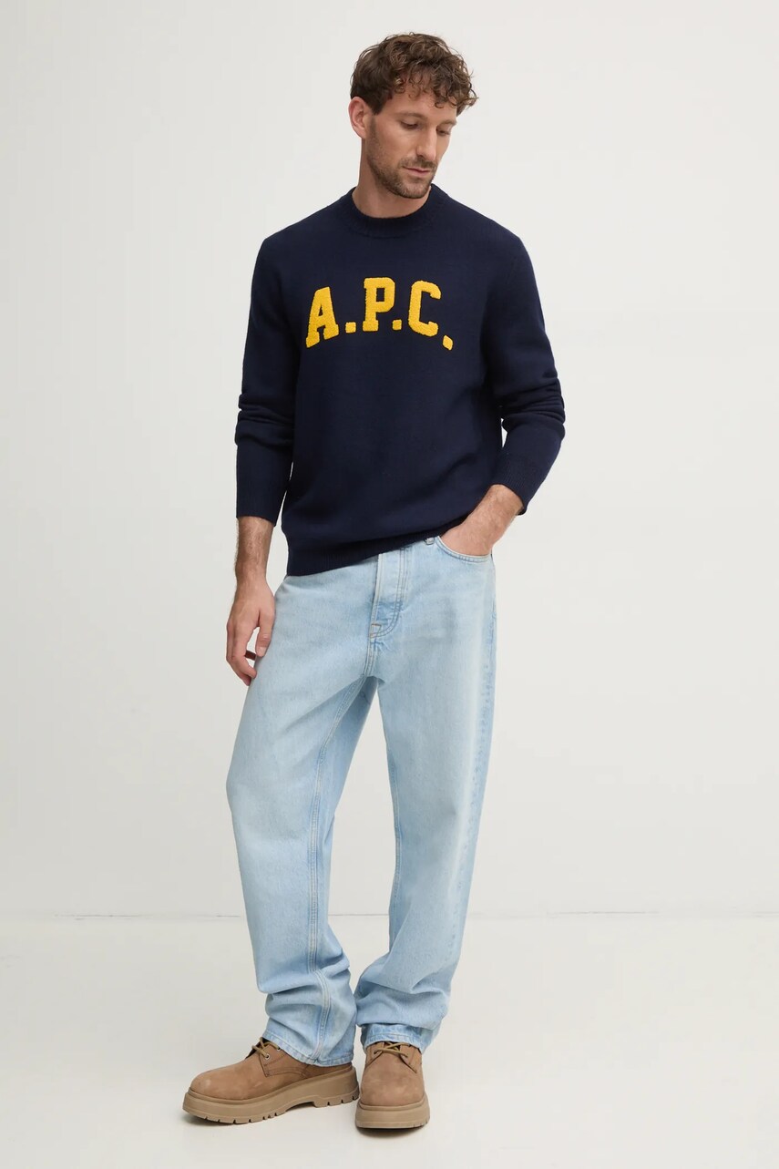Вовняний светр A.P.C. pull joshua чоловічий колір синій  WVBDK.M23365