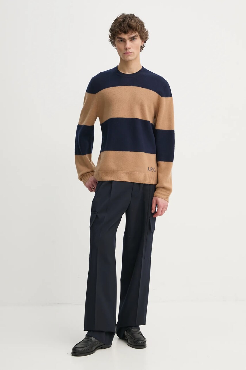 Вовняний светр A.P.C. pull edwardo чоловічий колір синій  WVBDL.H23364