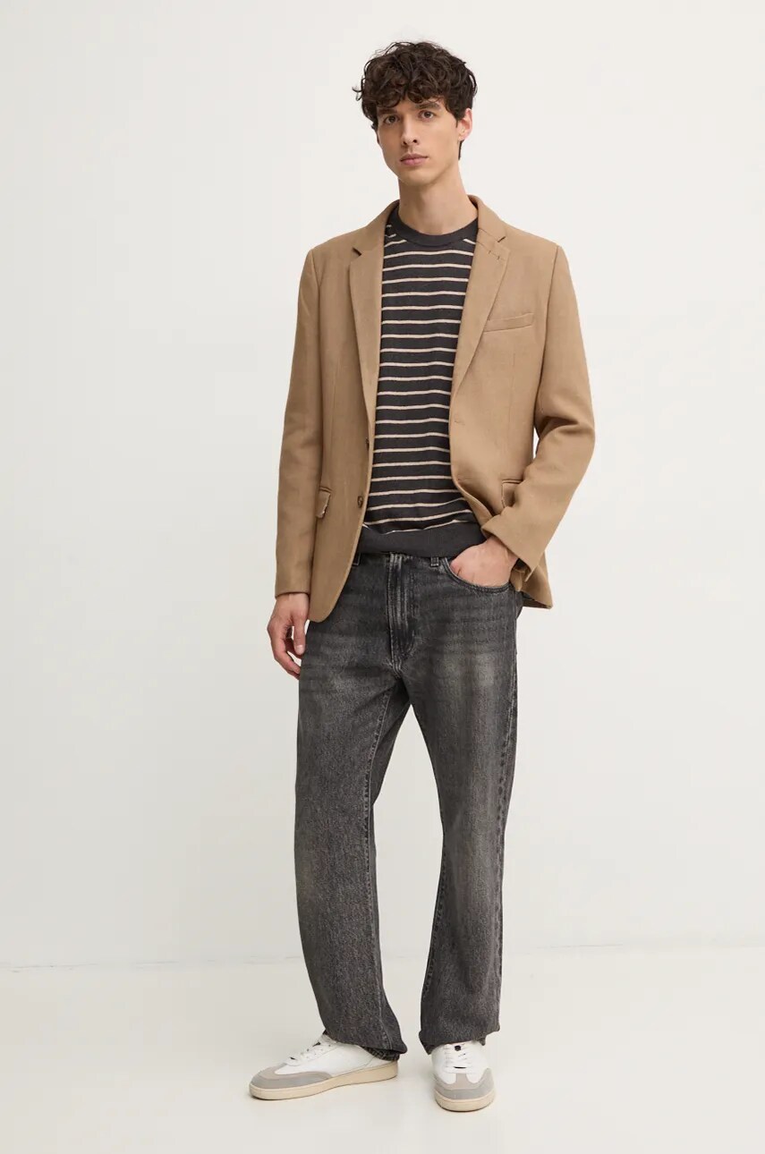 Светр з домішкою вовни Pepe Jeans NEW ANDRE STRIPES чоловічий колір сірий легкий PM702479