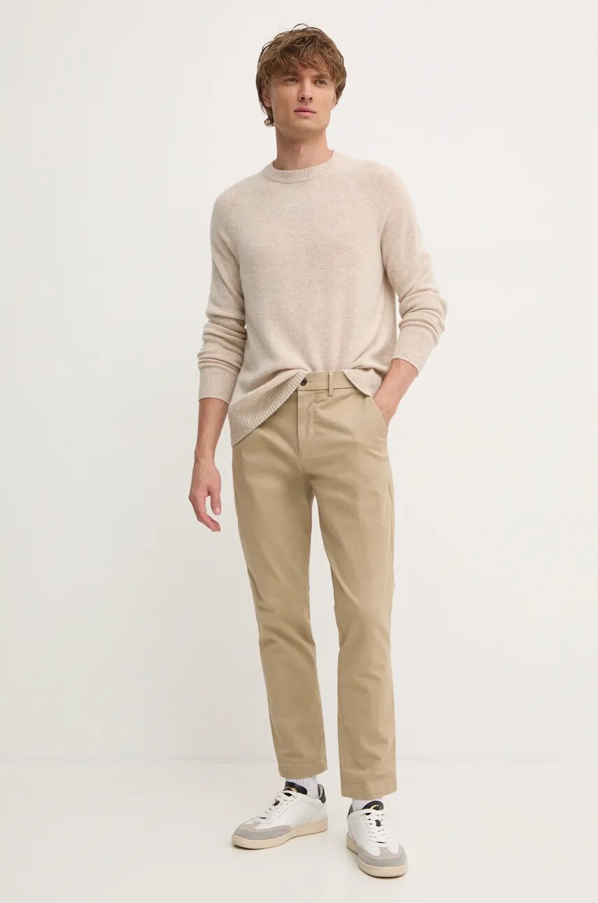 Вовняний светр Calvin Klein чоловічий колір бежевий  K10K113388