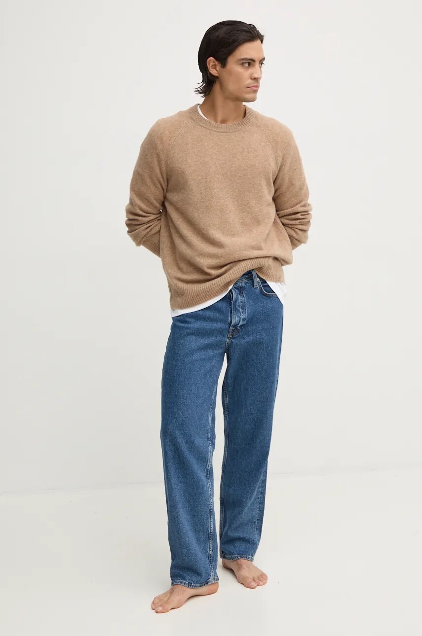 Вовняний светр Calvin Klein чоловічий колір коричневий  K10K113388