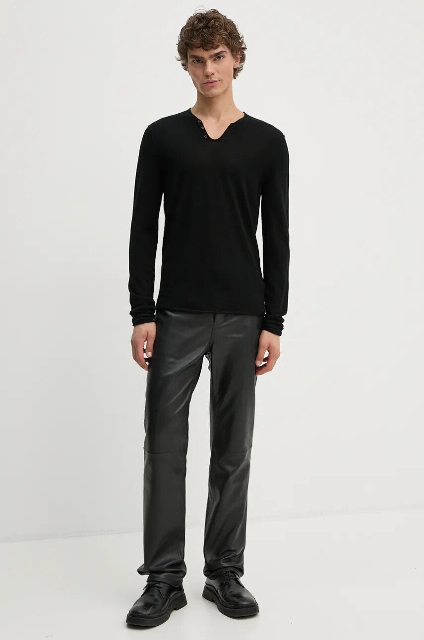 Вовняний светр ZADIG&VOLTAIRE чоловічий колір чорний легкий KMSW00683