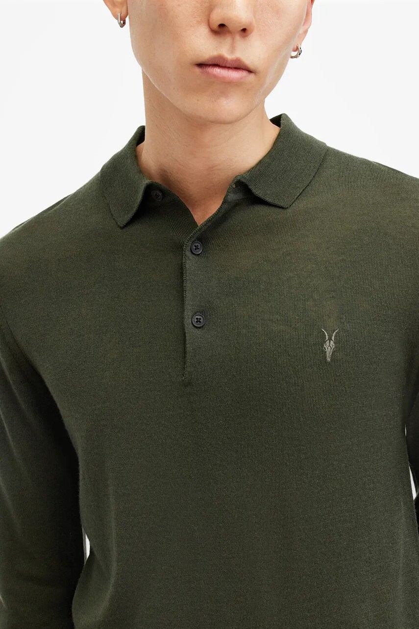 Вовняний светр AllSaints MODE MERINO чоловічий колір чорний легкий M085KB