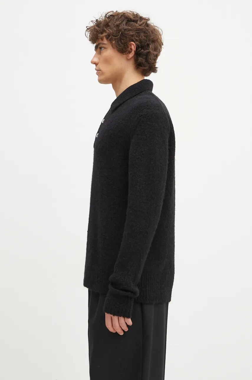 Вовняний светр Norse Projects Rasmus Relaxed Brushed Polo чоловічий колір чорний  N45.0614.9999