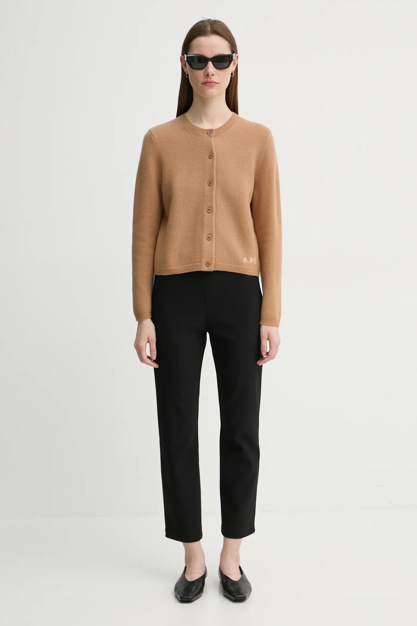 Вовняний кардиган A.P.C. cardigan mila колір коричневий WVBDK.F22301