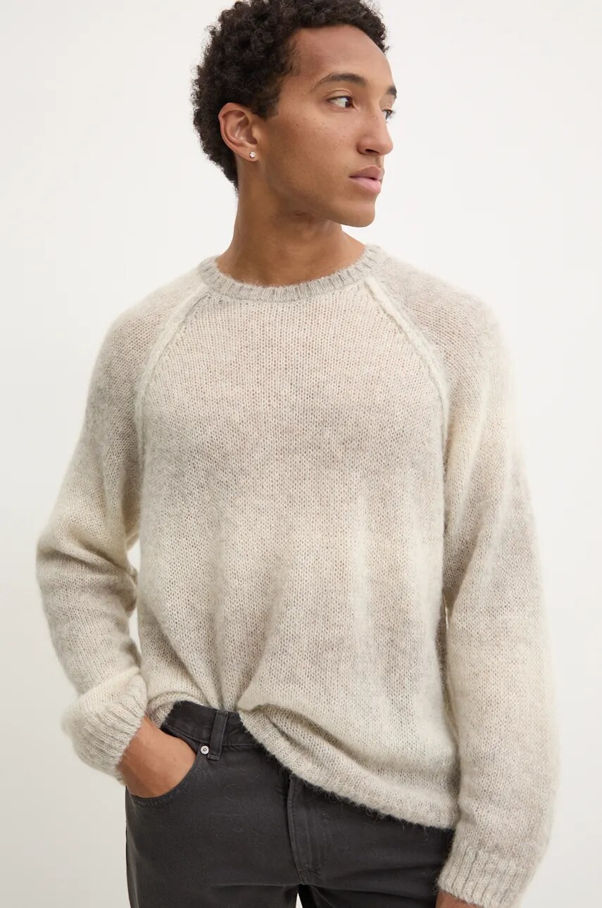 Вовняний светр A.P.C. pull mavericks колір бежевий легкий WPABI.M23396