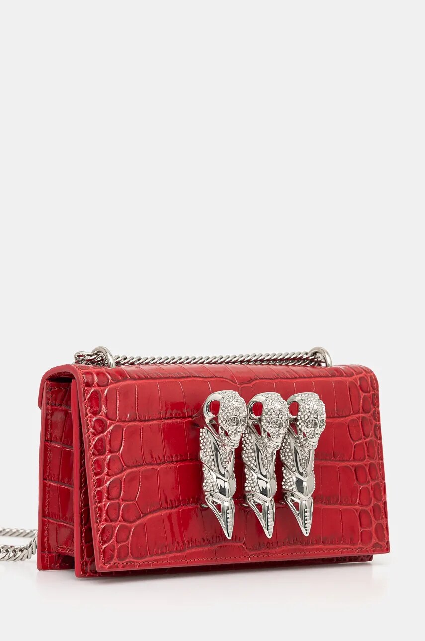 Шкіряна сумочка Philipp Plein колір червоний AADA WBA2056 PLE010N