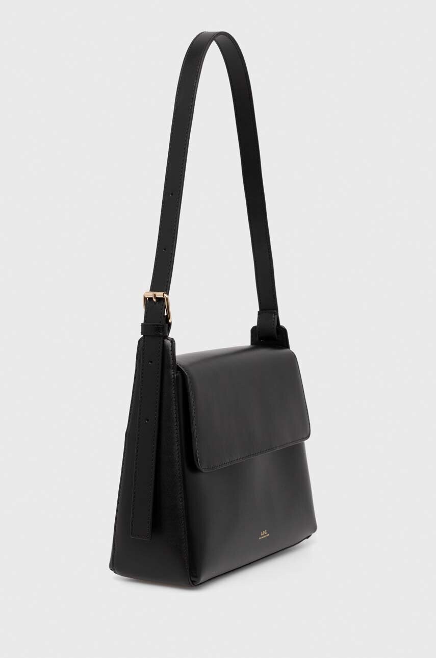 Шкіряна сумочка A.P.C. sac virginie flap колір чорний PXBRU.F61924