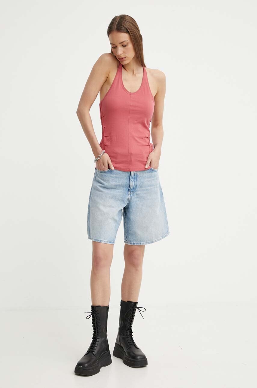 Бавовняний топ G-Star Raw колір рожевий D24652-4107