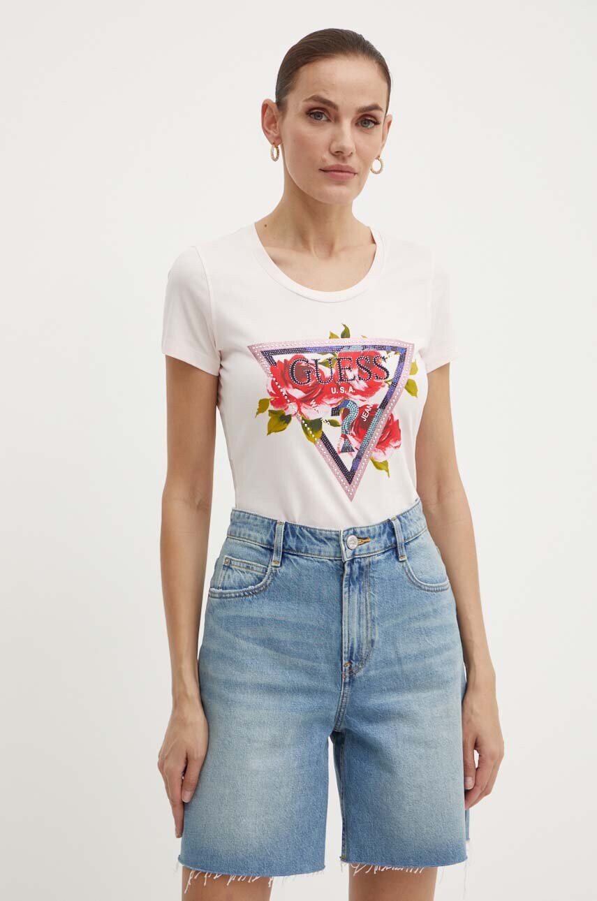 Футболка Guess ROSES жіноча колір рожевий W4YI71 J1314