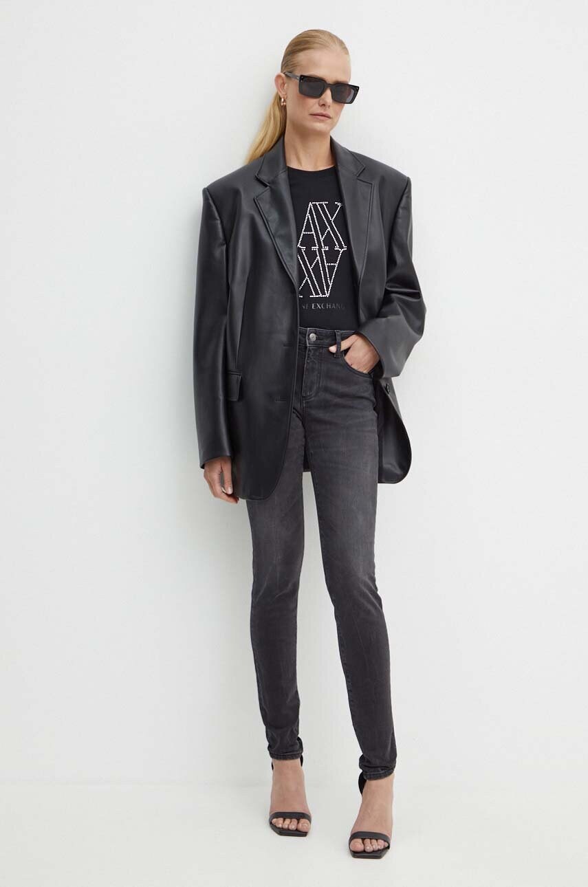Лонгслів Armani Exchange жіночий колір чорний 6DYT05 YJDTZ