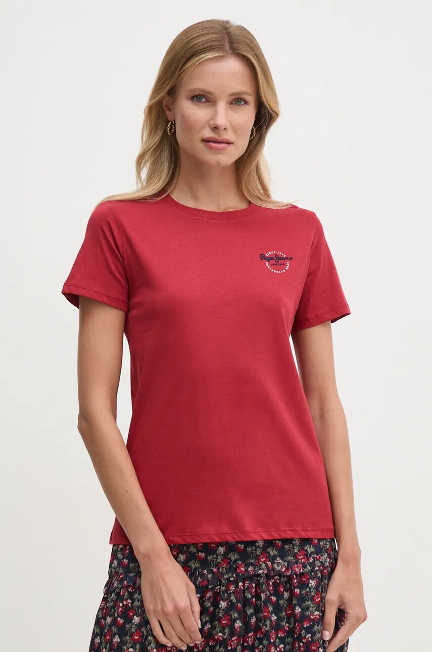 Бавовняна футболка Pepe Jeans GABRIELA жіноча колір бордовий PL505967
