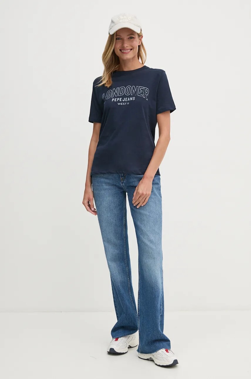 Бавовняна футболка Pepe Jeans GABBY жіноча колір синій PL505968