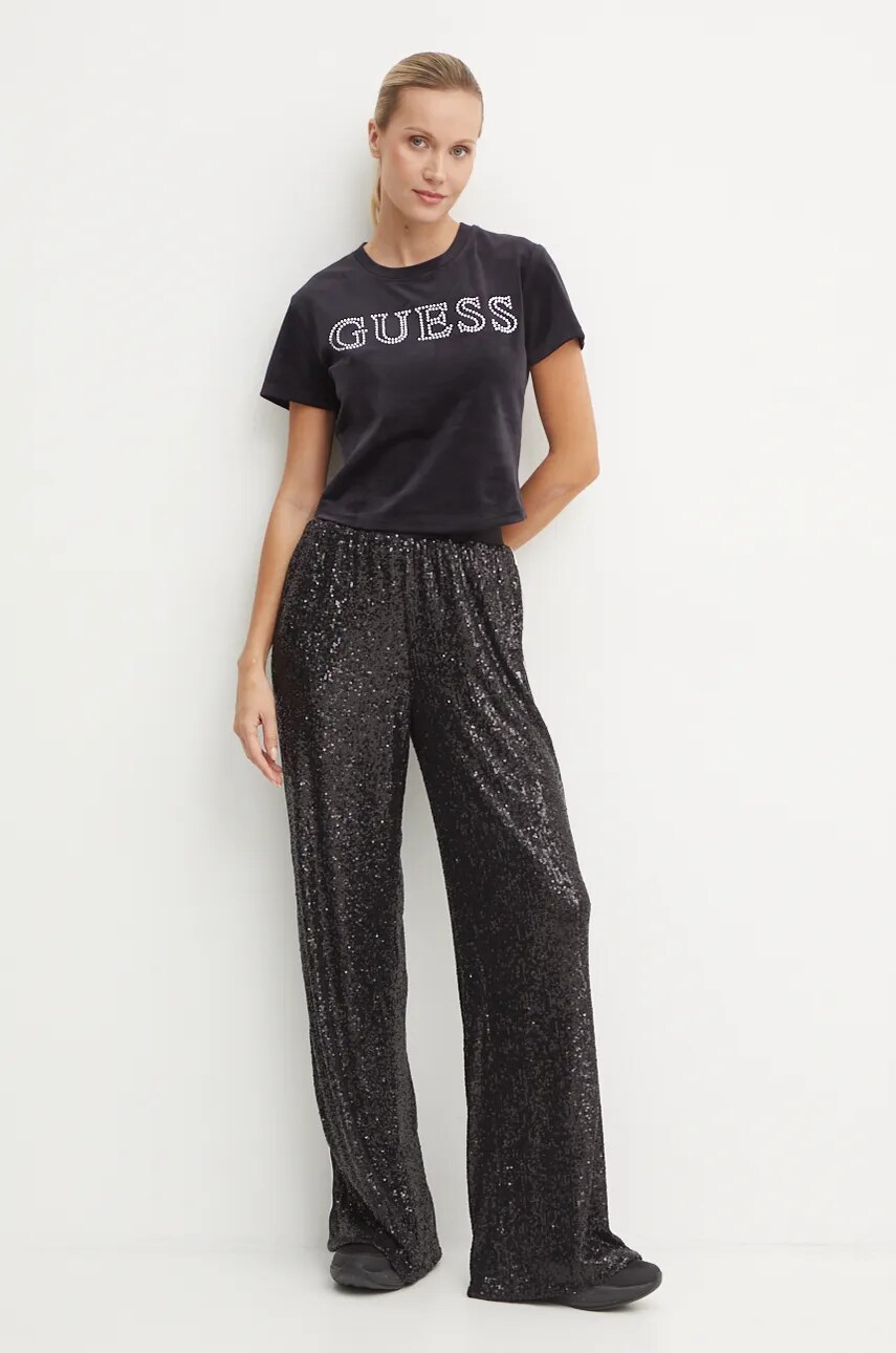 Велюрова футболка Guess COUTURE колір чорний V4BI29 KBXI2