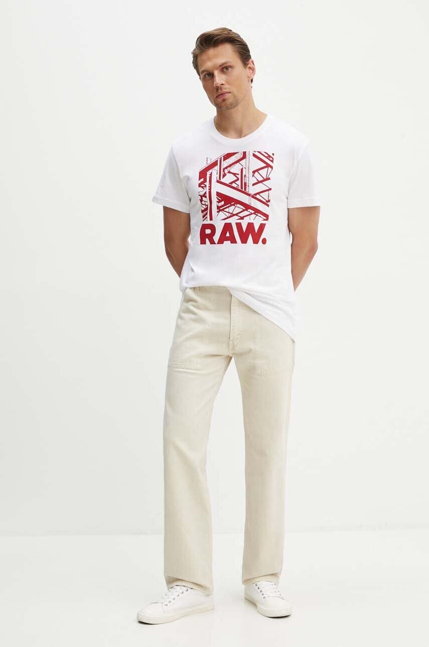 Бавовняна футболка G-Star Raw чоловіча колір білий з принтом D24685-C506