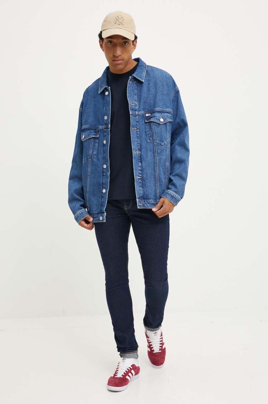 Бавовняна футболка Guess Jeans чоловіча колір синій однотонна M4YI46 K8FQ4