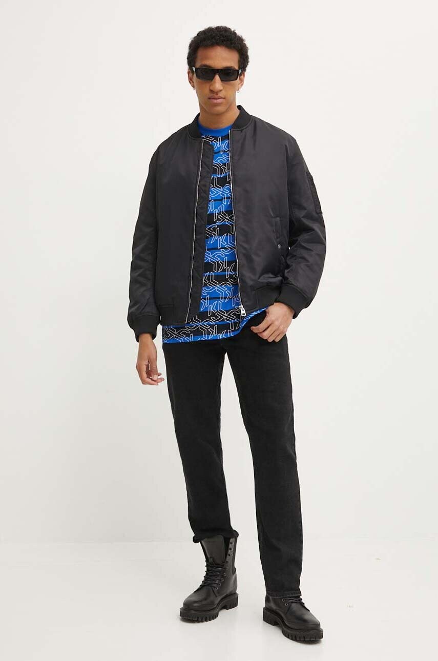 Бавовняна футболка Karl Lagerfeld Jeans чоловіча колір синій візерунок 245D1703