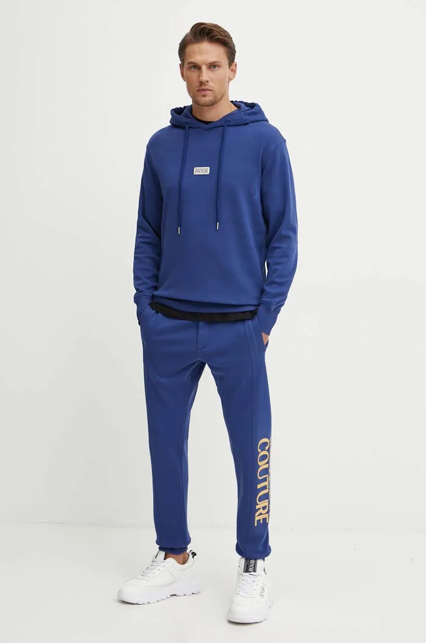 Бавовняна футболка Versace Jeans Couture чоловіча колір чорний з аплікацією 77GAHC02 CJ01C