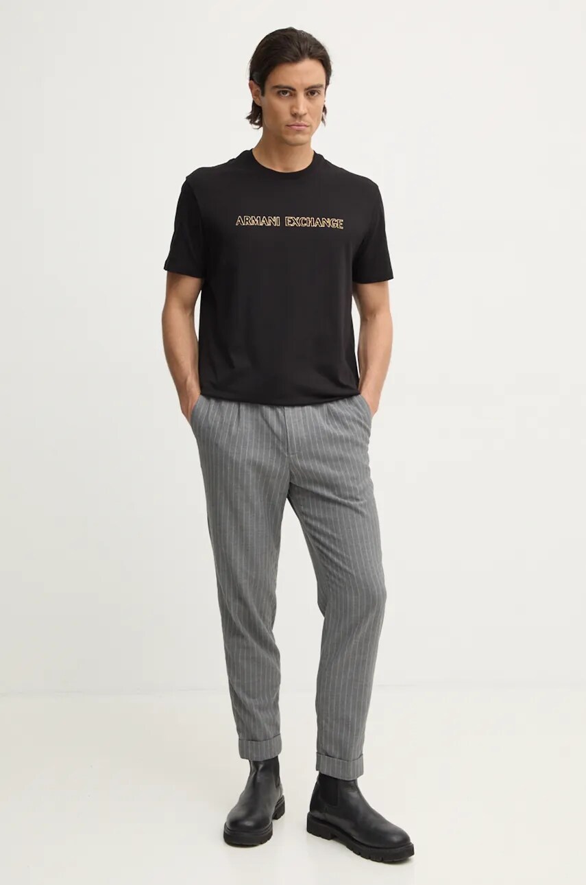 Бавовняна футболка Armani Exchange чоловіча колір чорний з принтом XM000127 AF10356
