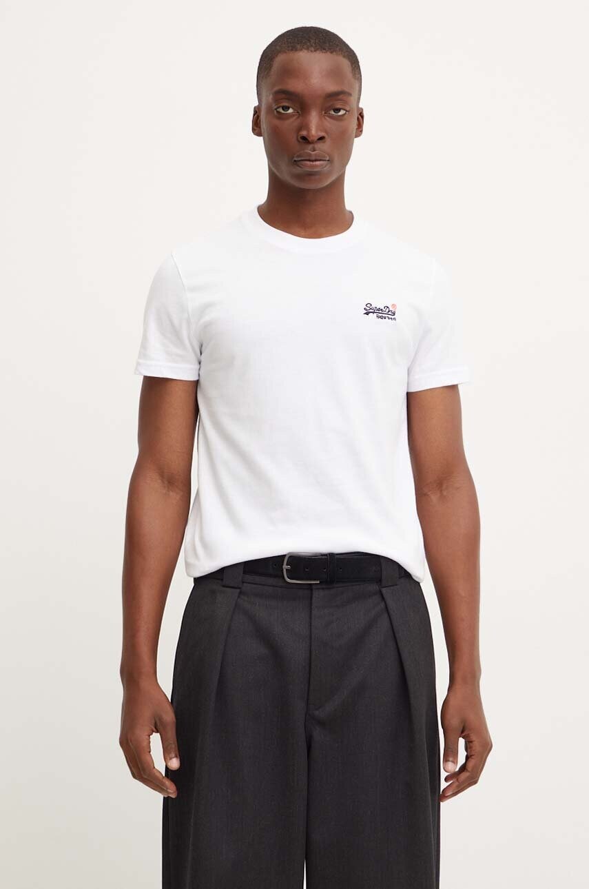 Бавовняна футболка Superdry чоловіча колір білий з аплікацією M1012078A-01C
