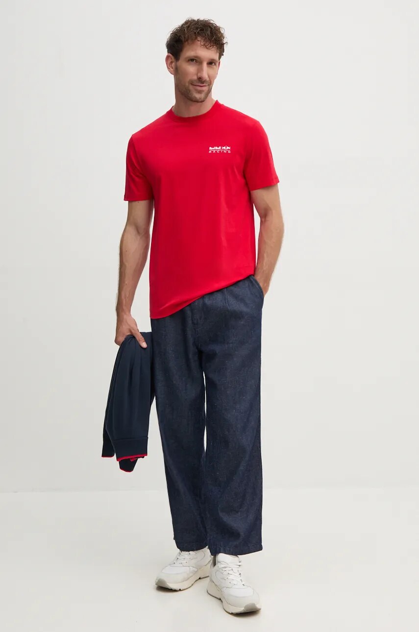 Бавовняна футболка Red Bull Racing x Pepe Jeans Red Bull Racing x Pepe Jeans колір червоний з принтом RU500003