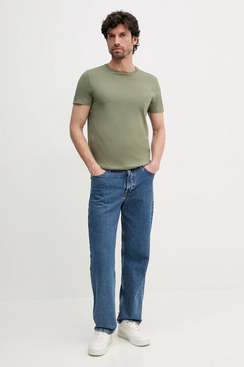 Бавовняна футболка Lacoste чоловіча колір білий однотонна TH6709