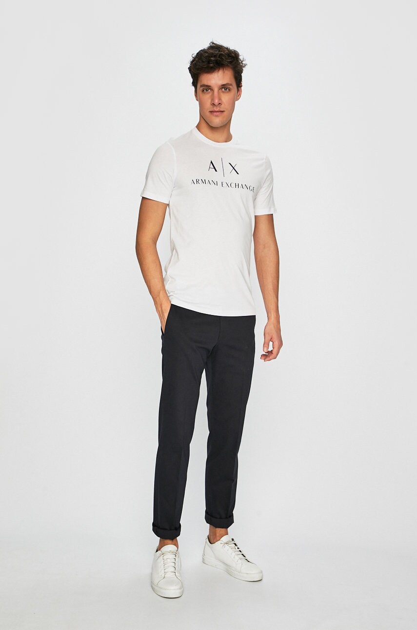 Футболка Armani Exchange чоловічий колір білий з принтом