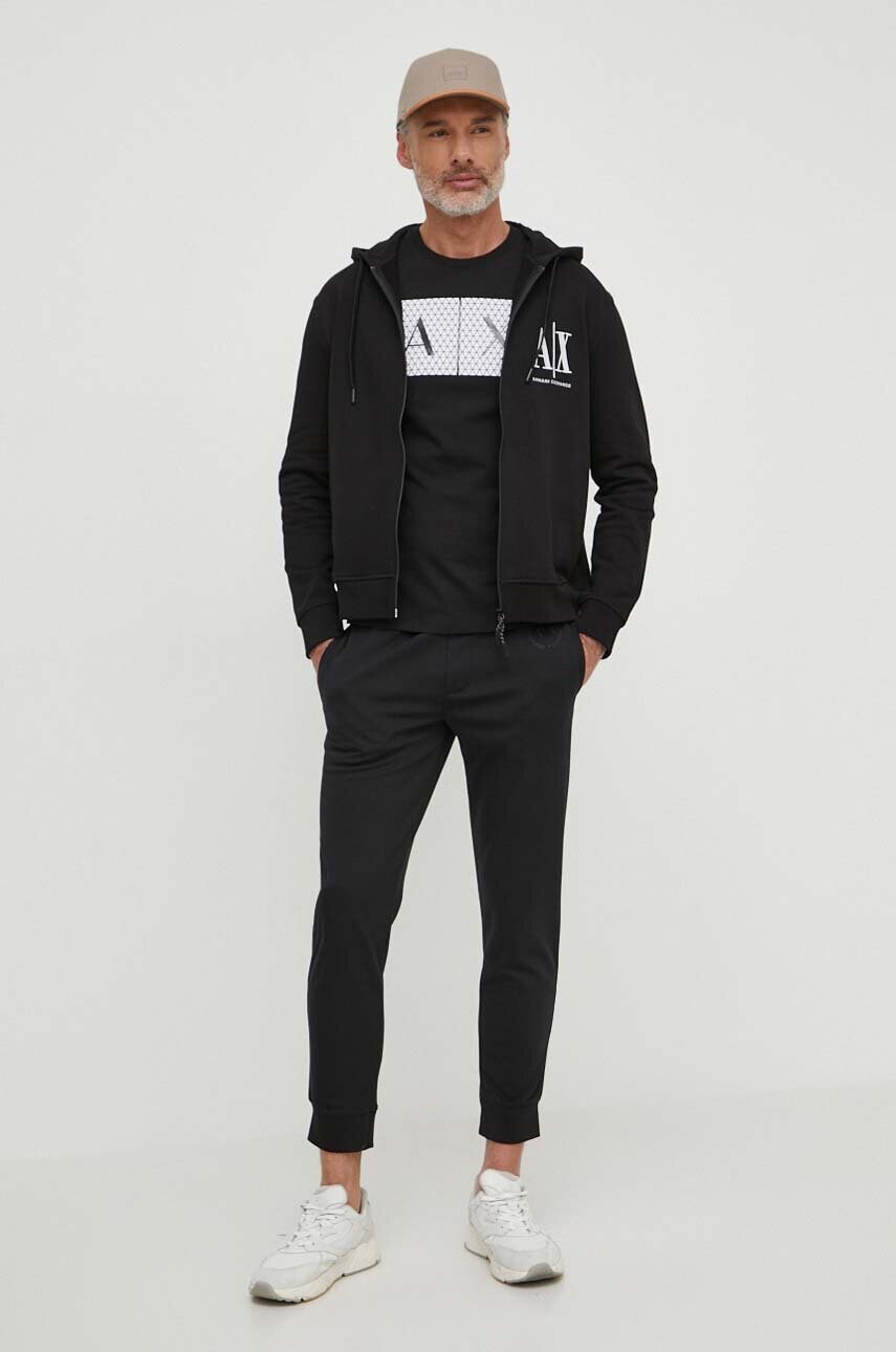 Бавовняна футболка Armani Exchange колір чорний з принтом