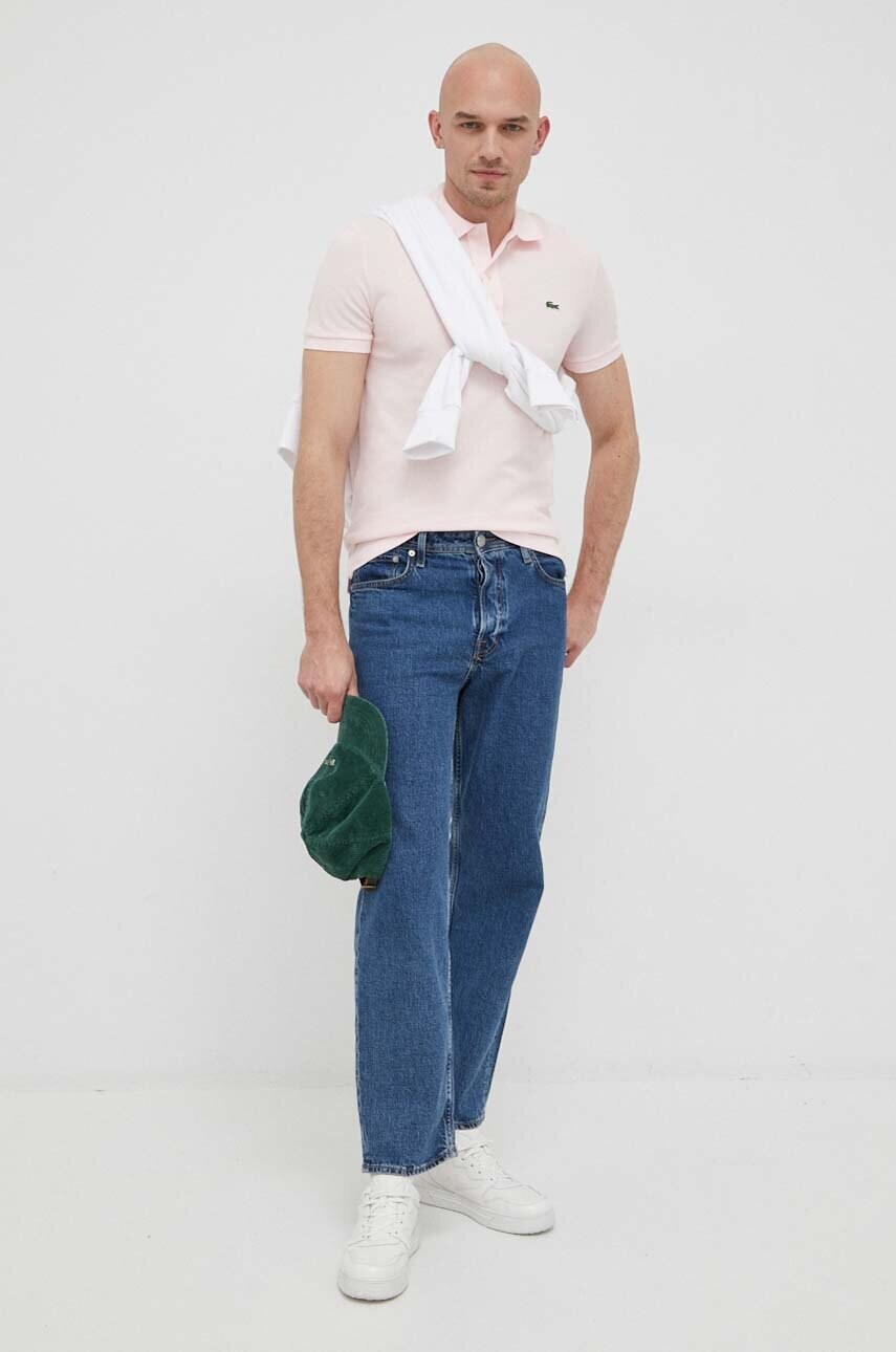 Бавовняне поло Lacoste колір рожевий однотонний PH4012-001