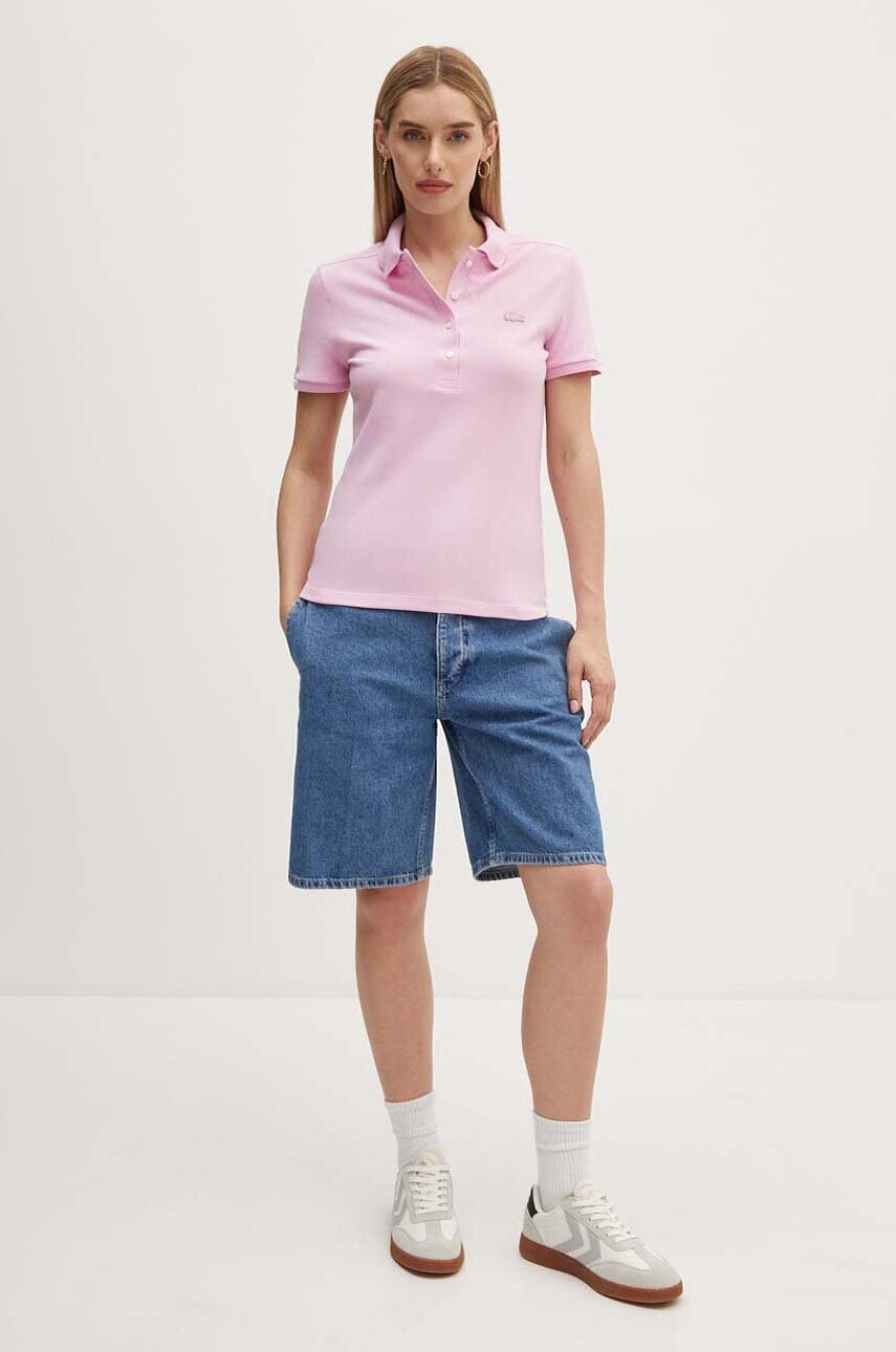 Поло Lacoste жіноче колір рожевий