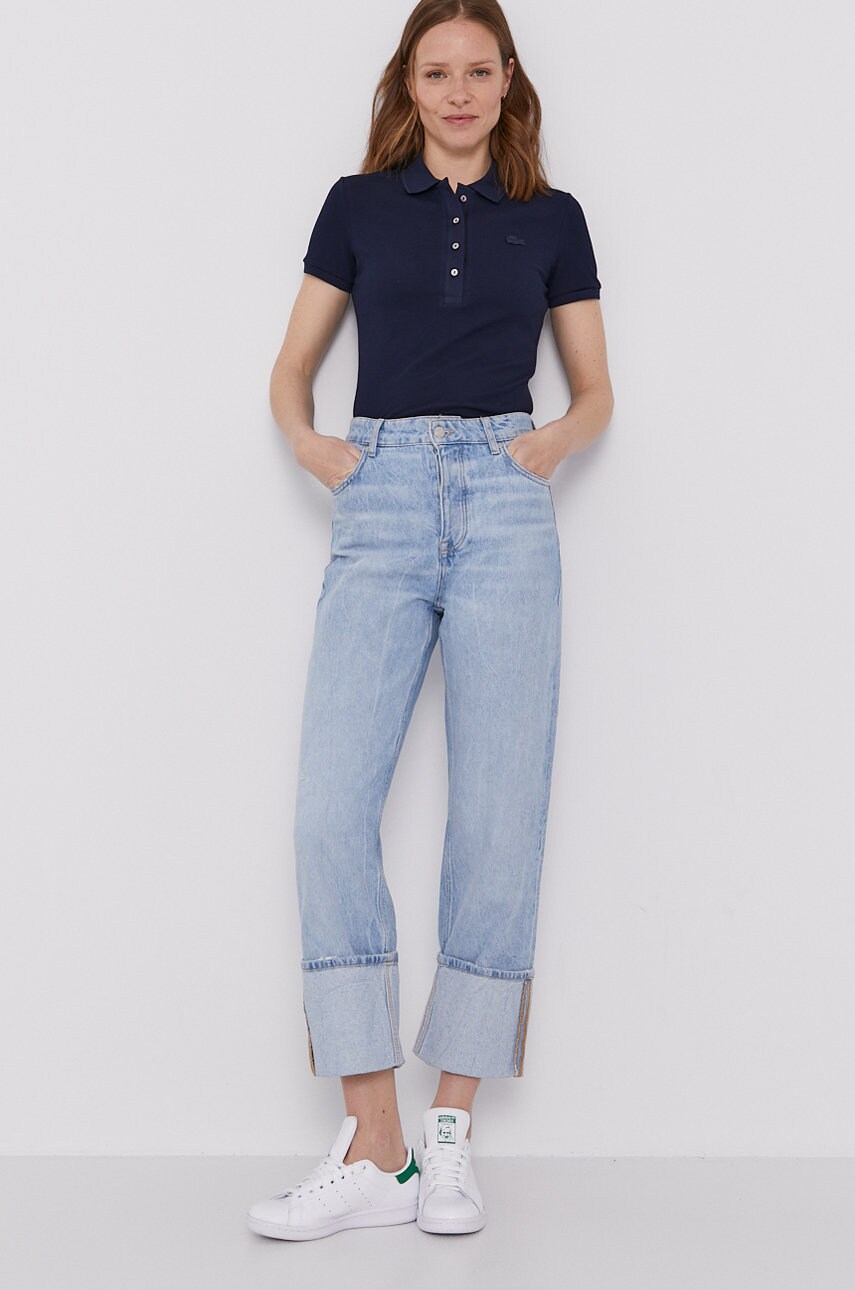 Футболка Lacoste жіноча колір синій з коміром PF5462-001