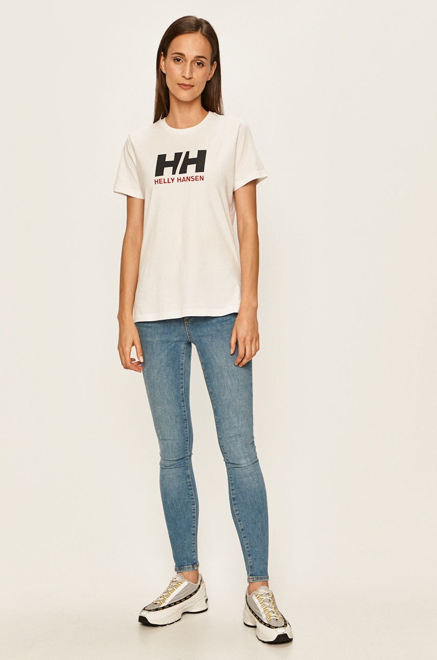 Бавовняна футболка Helly Hansen колір білий 34112-001
