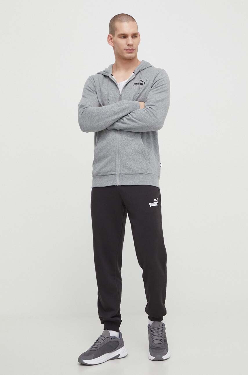 Кофта Puma чоловіча колір чорний з капюшоном однотонна