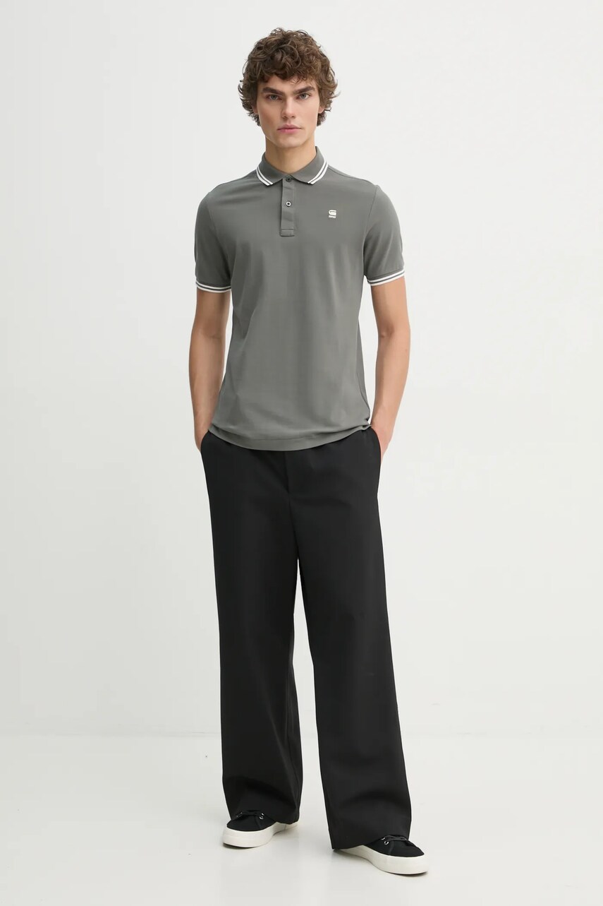 Поло G-Star Raw чоловічий колір сірий однотонний