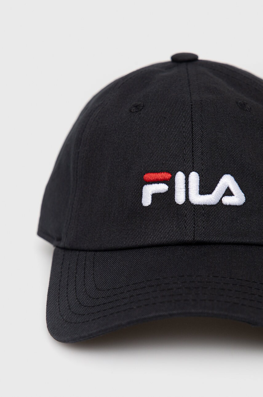 Бавовняна кепка Fila колір чорний з аплікацією