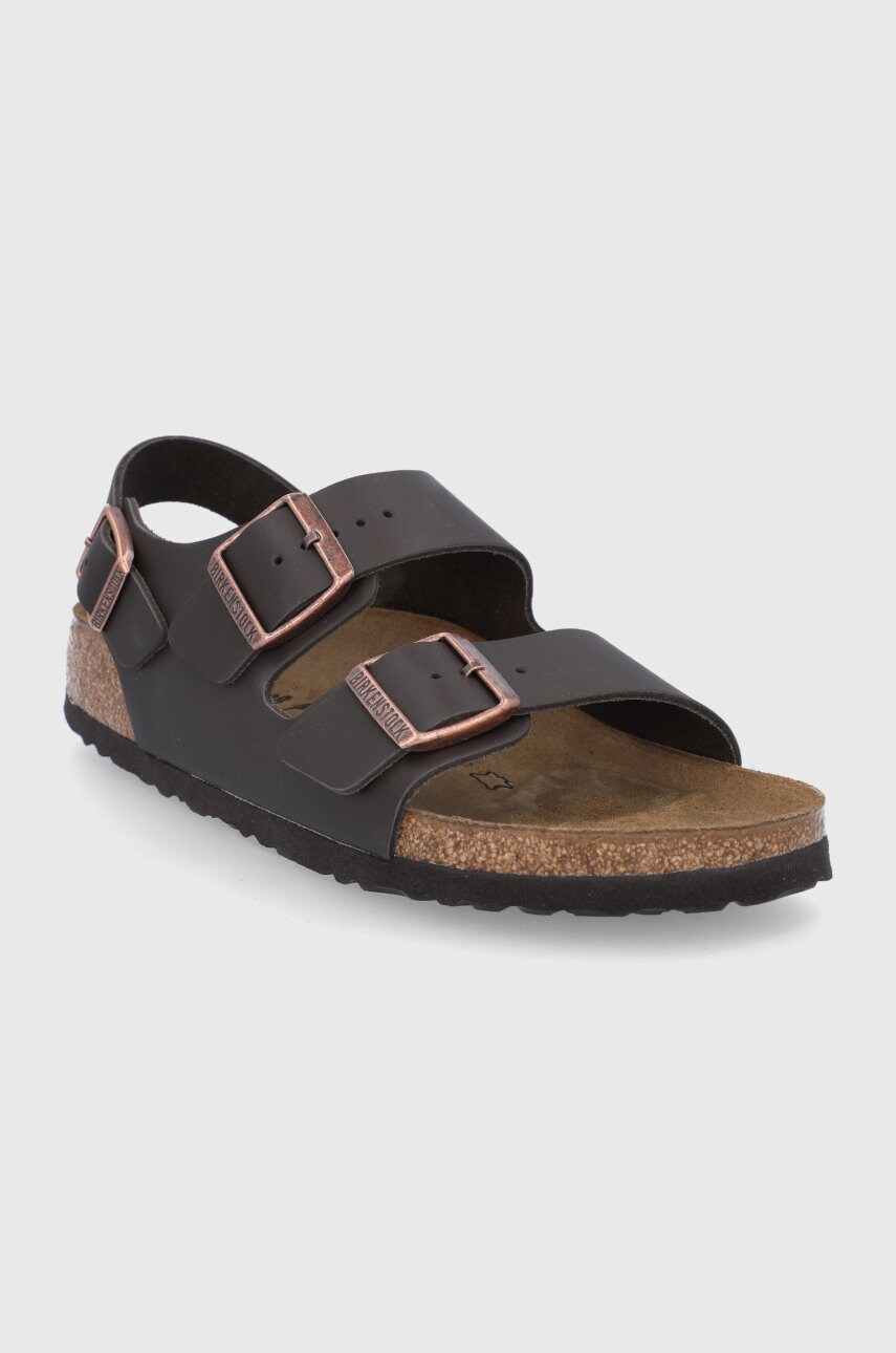 Шкіряні сандалі Birkenstock Milano жіночі колір коричневий 34103