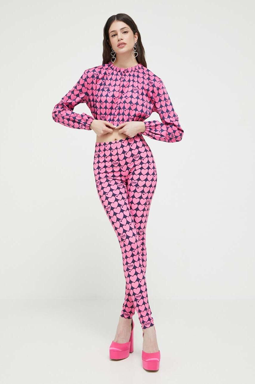 Блузка Love Moschino жіноча колір рожевий візерунок