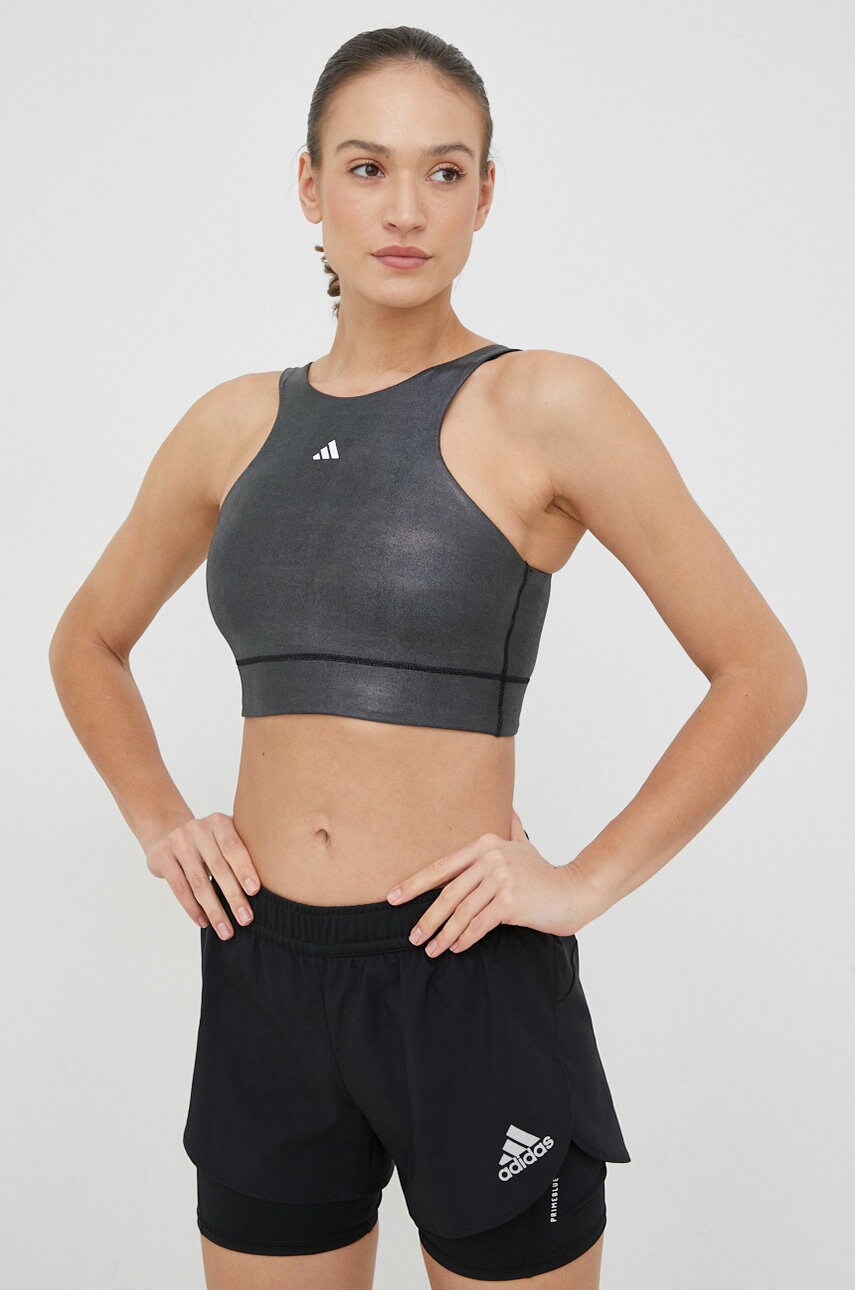 Спортивний бюстгальтер adidas Performance Powerimpact колір сірий однотонний