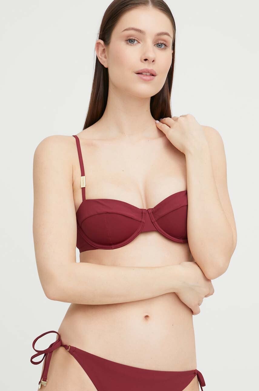 Купальний бюстгальтер Calvin Klein Underwear колір бордовий