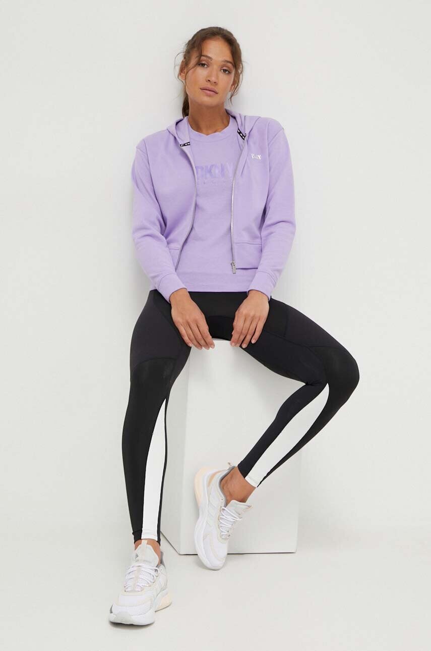 Кофта Dkny жіноча колір фіолетовий з капюшоном однотонна