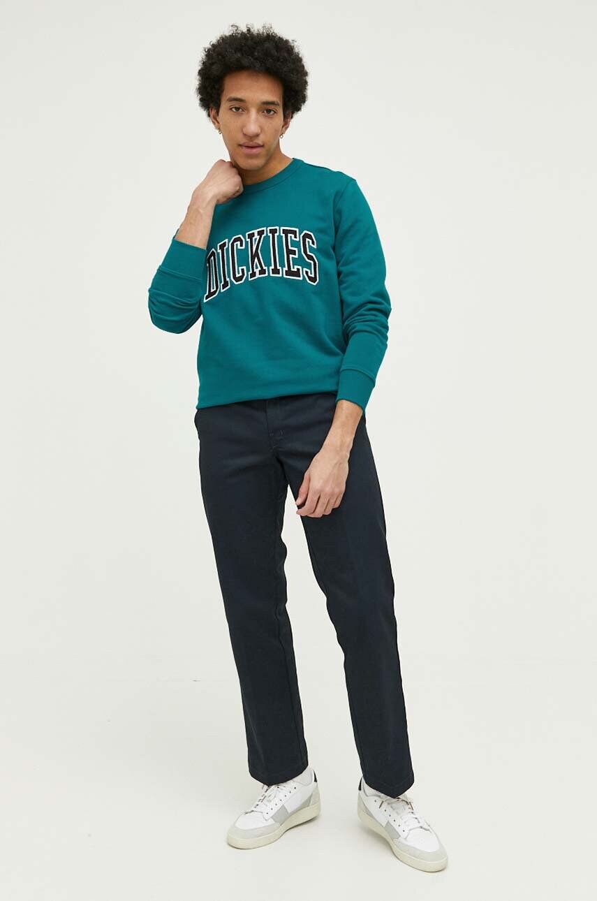 Бавовняна кофта Dickies чоловіча колір зелений з аплікацією