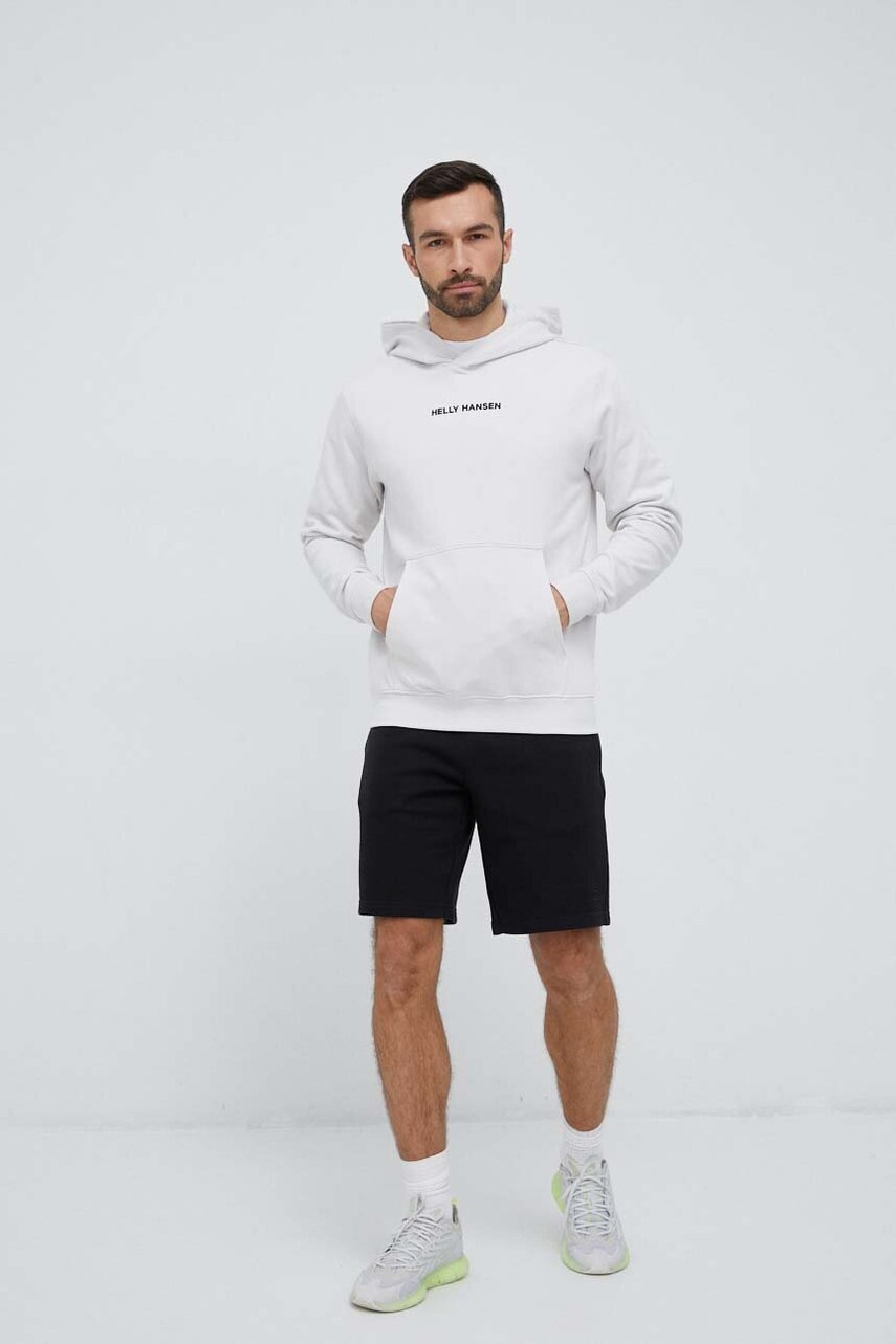 Кофта Helly Hansen чоловіча колір сірий з капюшоном з аплікацією 53924-699