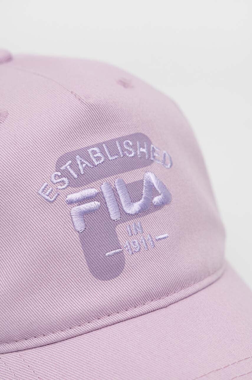 Бавовняна бейсболка Fila колір фіолетовий з аплікацією